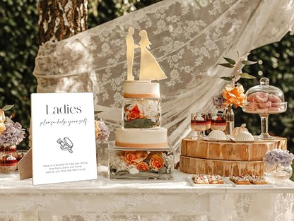 Ladies Bathroom Sign, Wooden 8x11 Inches, Minimalist Table Sign for Event Parties & Weddings - style: Ladies-Please Help Yourself