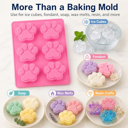 Dog Paw Silicone Mold 3 Pack, Paw Print Candy Molds for Chocolate, Gummies, Hard Candy, Ice Cubes, Dog Treats, Baking, Fondant, Soap, Wax & Resin DIY Crafts (Paw Print Mold)