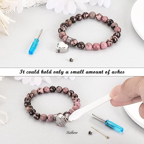 XIUDA Heart Cremation Memorial Urn Bracelet 316L Stainless Steel Keepsake Jewelry Urn Bracelet for Ashes for Women-With Me Always - style: Rhodochrosite