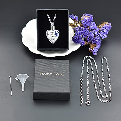 Fashion Pet Cremation Jewelry Stainess Steel Heart Keepsake Ashes Necklace Dog Cat Paw Memorial Urn Pendant - color: Dark Blue