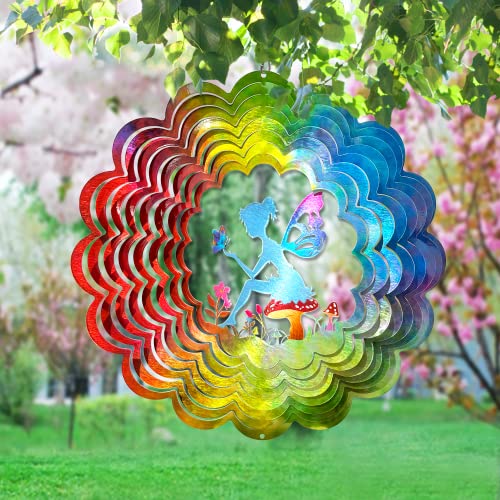 Fairy Wind Spinner Hanging Wind Sculptures & Spinners for Outside - color: Mandala Flower Fairy