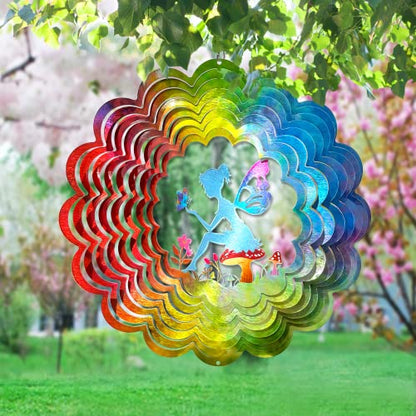 Fairy Wind Spinner Hanging Wind Sculptures & Spinners for Outside - color: Mandala Flower Fairy