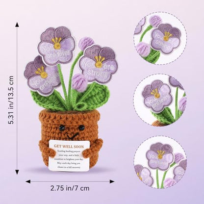 Get Well Soon Gifts for Women After Surgery Recoverry Cancer Care-Fell Better Gift Crochet Flower-Healing Gifts for People in Hospital - color: Get Well Soon