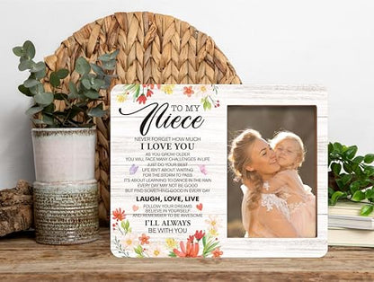 Niece Picture Frame, Wildflowers Wood Photo Frame, Gifts for Niece from Aunt, Birthday Graduation Christmas Wedding Gifts for Niece, To My Niece Frame -a06 - style: Niece