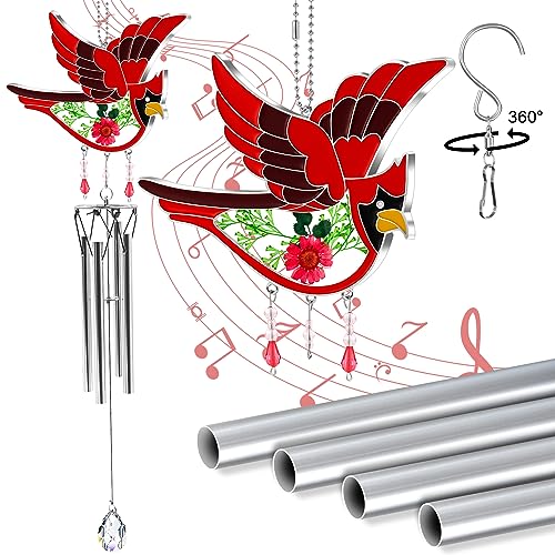 KY&Bosam Cardinal Wind Chimes for Outside Memorial Sympathy Gifts 20" Memorial Wind Chimes for Loss of Loved One Cardinal Sympathy Wind Chimes Bereavement Condolence Remembrance Gift for Loss of Mom - color: Cardinal - Red