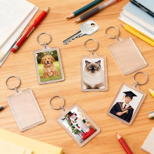 18 Pcs Photo Keychain (1.3 x 2inch) Mini Picture Frame Keychain - color: 18 Pcs