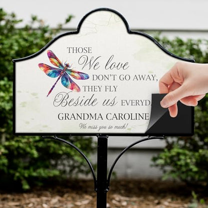 Personalized Dragonfly Memorial Garden Stake, Custom Outdoor Plaque, Grave Site Décor