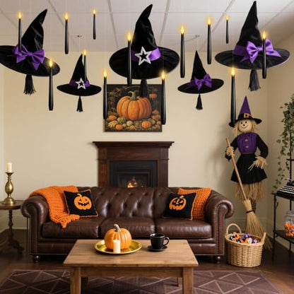 Lezonic Black Floating Candles with Wand Remote, Set of 12 Magic Flameless Candles Battery Operated, Flikering Hanging LED Taper Candlesticks Christmas Decorations, 0.51" x 6.7" - color: 12pcs(Black)
