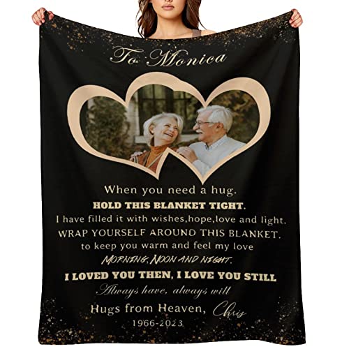 Artsadd Personalized Blanket in Loving Memory of Mother Father, Custom Throws with Picture Text Name, Memorial Gift for Loss of Loved One,Remembrance Gift - color: Design 3
