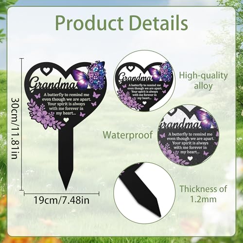 Grandma Memorial Heart Grave Marker with Butterfly Design - color: Heart599