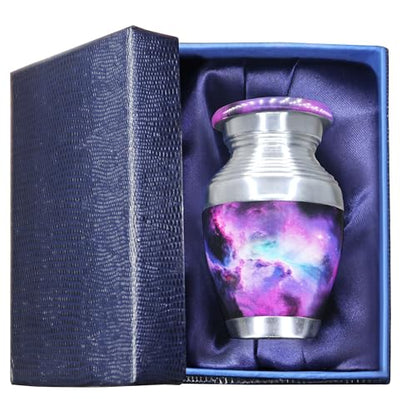 M MEILINXU Small Galaxy Urn, Purple Keepsake Urns, Mini Urn for Human Ashes - color: Purple, size: Small / Keepsake