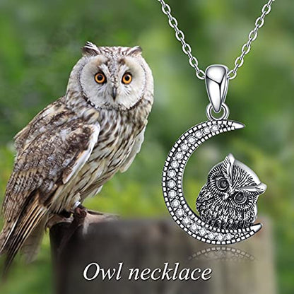 YAFEINI Animal Urn Necklaces for Ashes S925 Sterling Silver Owl/Sloth Keepsake Cremation Jewelry Memorial Gifts for Women Mom Wife - style: Owl
