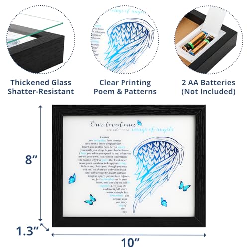Memorial Gifts LED Shadow Box Sympathy Gift Condolences Grief Angel Wings - size: Angel Wings