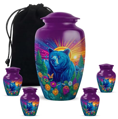 Polar Bear Urn - Purple Urns for Human Ashes Adult Female - Funeral Urns for Human Adult Man - Small Keepsake for Mom - Large Urn for Ashes for Women (Combo 10 Inch & 3 Inch) - color: Cremation Urn, size: 10 INCH & 3 INCH
