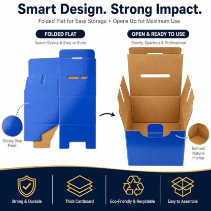 Raffle Ticket Donation Collection Ballot Box Reusable Sturdy thick Cardboard with Slot comment Suggestion Box With Removable Header 6H x 6W x 6D, Display area 6H x 6W (Blue 10 pack) - color: Blue