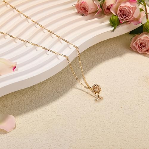RZKING Golden Necklace for Women, Gifts for Best Friend Sister Mom Daughter - style: Sunflower