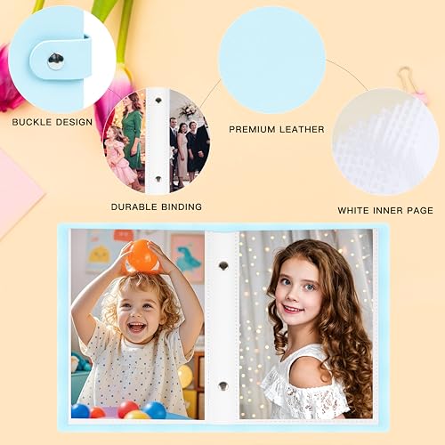 Ruibytree 2 Pack Small Photo Albums 4x6 Pictures, 104 Photos Total, Blue | Compact Design, PU Leather Cover, Acid-Free Pages, Top-Loading, Mini Photo Book 4x6 for Kids, Wedding, Anniversary & Travel - color: Blue