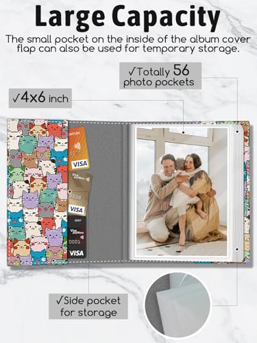 Photo Album 4x6, 56 Pockets Small Picture Book Pet Cat - color: Pet Cat
