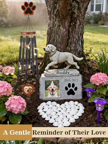 Dog Memorial Wind Chimes Gifts with Photo Frame - 32in Sympathy Gift for Loss of Dog, Pet Memorial Gifts for Dogs Passing Away Bereavement