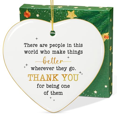 TEEZWONDER Thank You Gifts for Women Men - Ceramic Christmas Ornaments 2026 - color: White - Thank You Gold
