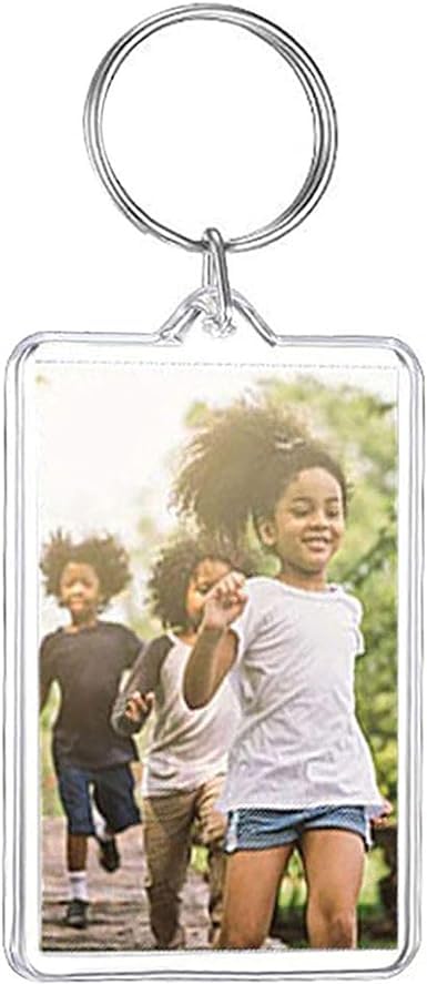 Transparent Acrylic Keychain Photo Frame, 1.57 x 2.16 Inches, Double Sided, Rectangle, with Split Ring
