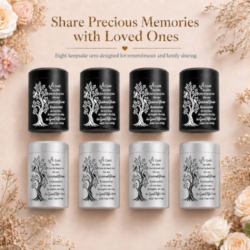 8-Piece Small Urns for Human Ashes, 2.7 Inch Mini Keepsake Cremation Urns Set for Family Sharing, Decorative Memorial Ashes Holder, Funeral Bereavement Gift