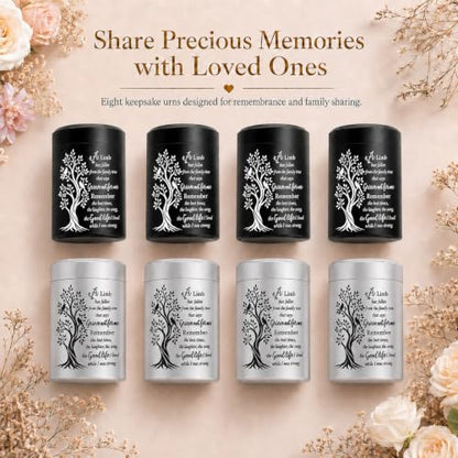 8-Piece Small Urns for Human Ashes, 2.7 Inch Mini Keepsake Cremation Urns Set for Family Sharing, Decorative Memorial Ashes Holder, Funeral Bereavement Gift