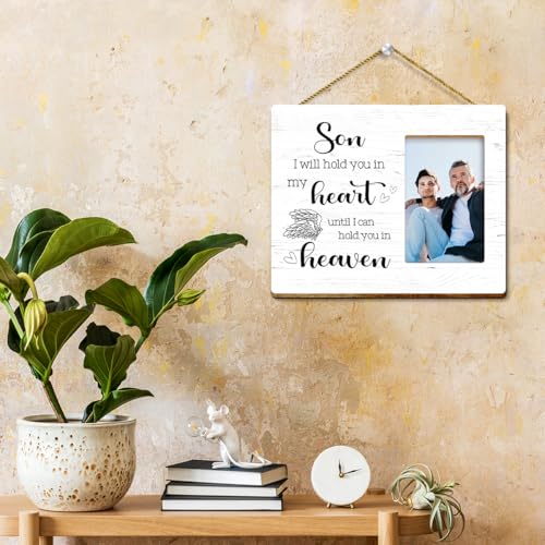 I Will Hold You in My Heart Wood Picture Frame,Memory Gifts for Loss of Son,Memorial Gift for Loss of Son,Sympathy Gifts Bereavement Gift - style: Son-2