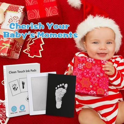 Baby Handprint Ink Pads,Inkless Print Kit,Pet Paw,Baby,Festival Gift | XL Size,2 Pcs Baby Handprint Ink Pads with Clean-Touch & 6 Imprint Cards Safe for Baby, Family Keepsake, Pet Paw Kit,Silver - color: Silver