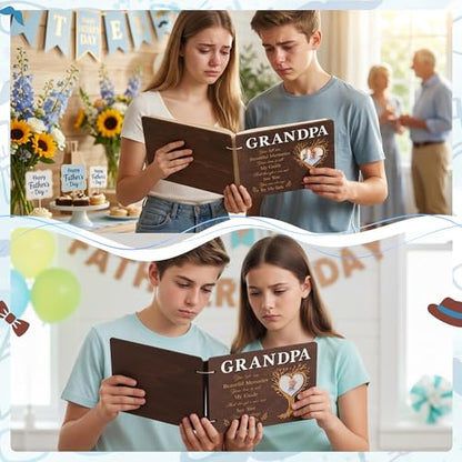 CY2SIDE Grandpa Memorial Gifts Photo Album – 110PCS In Loving Memory of Grandpa Wooden Scrapbook Kit Sympathy Gift for Loss of Grandfather, Bereavement Grief Album for Father’s Day & Grieving Family - style: Memorial Grandpa