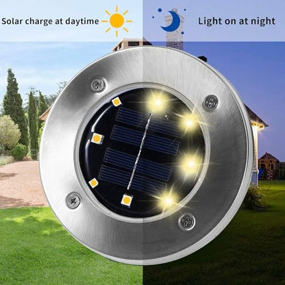 INCX 16 Pack 4.6 Inch Solar Ground Lights Outdoor, Waterproof, Warm White - color: Warm, size: 16 Pack