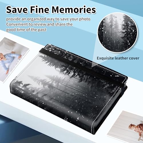Photo Album 4x6 120 Pockets Photos with Elastic Band, Cute PU Leather Photo Books Small Mini Capacity Picture Album for Family Wedding Travel Anniversary Baby Vacation Pictures, Forest - color: Forest