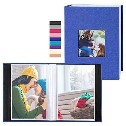 Ywlake Photo Album 4x6 100 Pockets 2 Packs, Small Mini Capacity Linen Photo Album Bulk Sets, Each Pack Holds 100 Top Loader Vertical Only Picture for Kids Boy Girls Blue - color: Blue, size: 100 Pockets/2PK