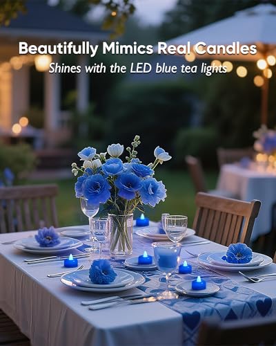 Amagic 12Pack Blue Flameless LED Tea Lights Candles Battery Operated - color: Blue, size: 12 Pack