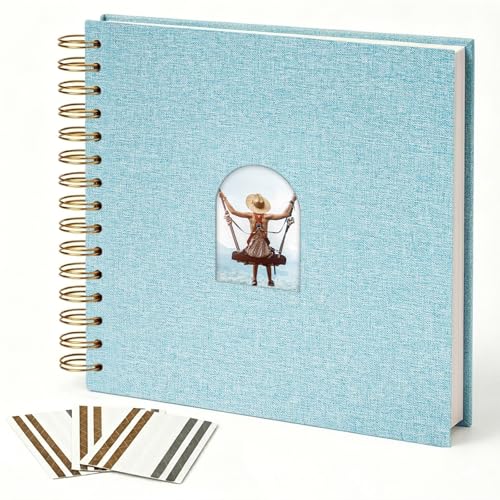 Vienrose Scrapbook Album,40 Pages,10x10 Inch,Light Blue | Linen Arch Window,Personalized DIY Photo Album – Wedding,Baby Shower,Anniversary,Travel,Keepsake Gift - color: Light Blue, size: 10 INCH 40 Pages