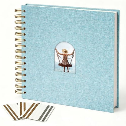 Vienrose Scrapbook Album,40 Pages,10x10 Inch,Light Blue | Linen Arch Window,Personalized DIY Photo Album – Wedding,Baby Shower,Anniversary,Travel,Keepsake Gift - color: Light Blue, size: 10 INCH 40 Pages