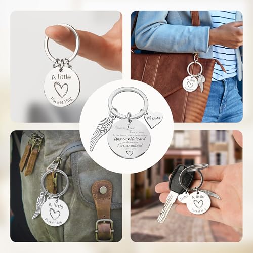 Letters to My Dad in Heaven, Sympathy Memorial Gifts-Leather Grief Journal A5 Notebook and Angel Pocket Hug Keychain, Travel Photo Journal With Pen - color: Dad