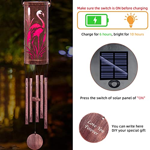 FSVGYY Solar Flamingo Wind Chime 30 Inch Metal Outdoor Hanging Light - color: Wind Chimes Flamingo