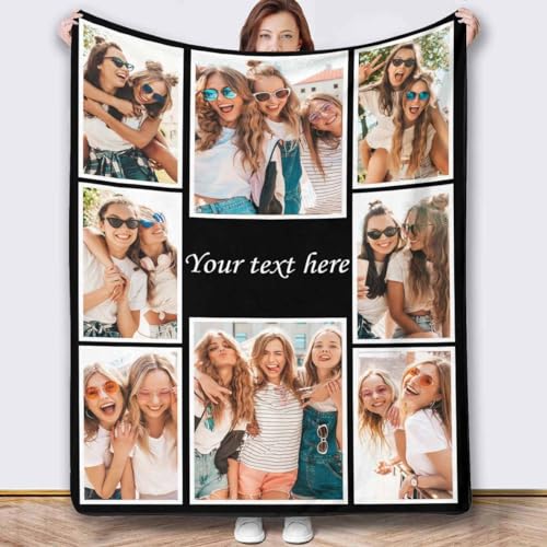 Newcos Personalized Photo and Text Blanket Custom 8 Pictures Flannel Blanket to Girl Sister My on Birthday Christmas Wedding Anniversary Souvenir - color: Pattern 10