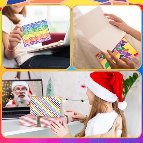 Motiskyy 100 Pcs Blank Cards with Envelopes 4x6, Bright Patterns Blank Greeting Cards, 10 Designs, Ideal Stationary Set for All Occasions, Stationary with Matching Colored Envelopes and Stickers - style: Bright