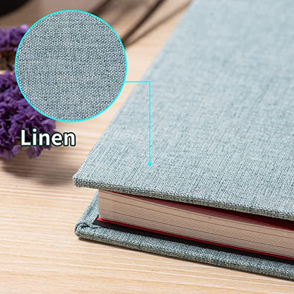 Large Photo Album Self Adhesive for 4x6 5x7 8x10 Pictures Magnetic Scrapbook Album 20 Sheets / 40 Pages Linen Cover DIY Photo Album with A Metallic Pen and and Plastic Board(Green) - color: Green, size: 11"x10.8" 40 Pages