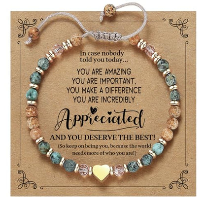 yupoxiu Natural Stone Bracelets - Inspirational Birthday Gifts for Women | Thinking of You & Get Well Soon Gifts for Women, Unique Jewelry Gift for Friend, Sister, Her - style: B-Appreciated