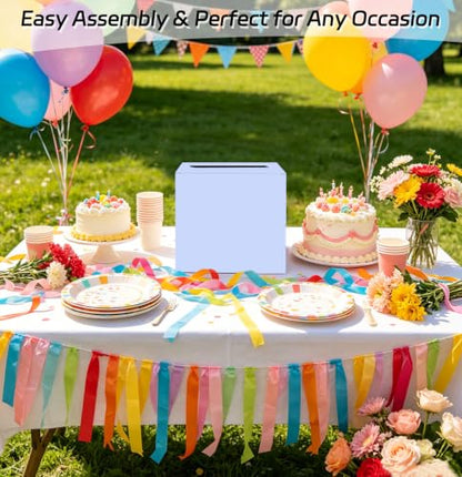 SietDESEO Lavender Card Box with Slot Money Gift Card Box Holder for Party Wedding Reception Birthday Graduation Bridal Shower Baby Shower Diaper Raffle Box - color: LAVENDER CARD BOX, size: 7.8 X 7.8 X 7.8 INCH