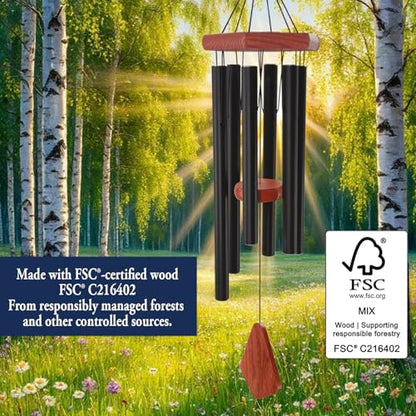 Wind Chimes for Outside, 30" Black Aluminium Wind Chime with Wind Catcher, - color: Black, size: 30"