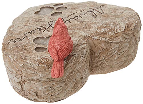 Precious Moments Garden Gifts 171460 Always in Our Hearts Decorative Resin Memorial Garden Stone with Cardinal Accent Yard Decor, Gray/Red, 8-inch Long by 7-in Wide - style: Pet