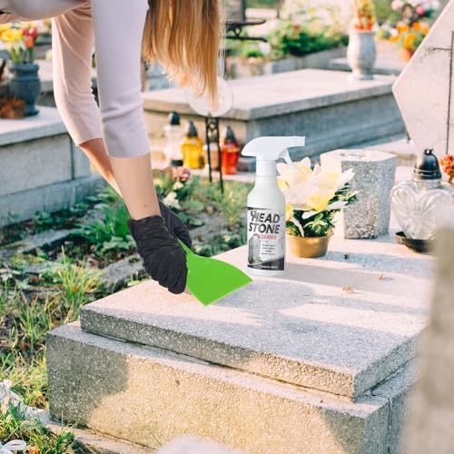 Mixweer 8 Pcs Grave Cleaning Kit for Cemetery, Gravesite Granite Clean | 1 Headstone Cleaner, 1 Spray Cloth, 1 Bristle Brush, 1 Scrub Brush, 1 Sponge, 2 Gloves, 1 Scraper, for Tombstone Cleaning