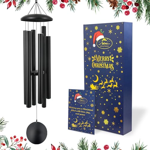ASTARIN 45in Memorial Wind Chimes, Christmas Large Wind Chimes for Outdoors with 6 Heavy Tubes,Deep Tone for Garden Hanging Decor Sympathy Gifts Box - size: 45”Black-Christmas Gift Box