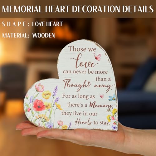 Yookeer Sympathy Gift Memorial Heart Present for Loss of Loved One Bereavement Gift Bereavement Sign Grieving Decorative Plaque for Loss of Deceased Father Mother Son Brother Condolence (Wildflower) - style: Wildflower