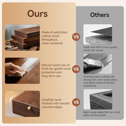 Black Walnut Wooden Jewelry Box, 2 Layer Necklace Organizer Case for Women - color: 2 Layer