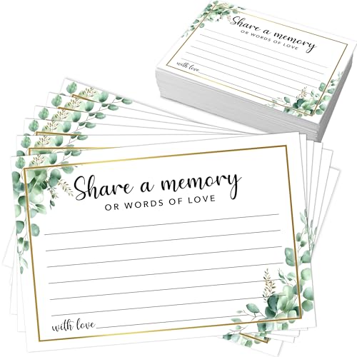 Share A Memory Cards for Celebration Of Life - Set of 50 Memorial Cards for Weddings, Anniversaries, Memorials, Funerals, Birthdays, Graduation, Retirement, Going Away -A06 - color: Golden, size: Standard Card